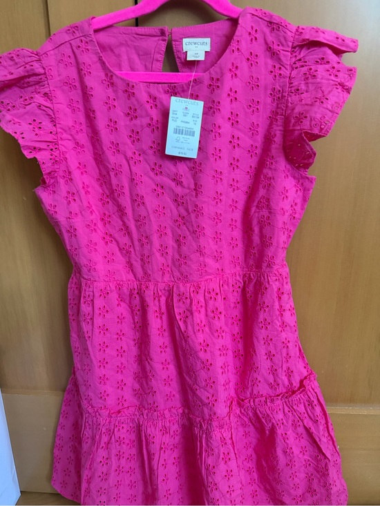 Crewcuts Other - Crewcuts Hot Pink Eyelet Dress with Floral Cutouts size 12